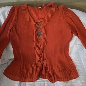 Cato Women's 22/24 long bell sleeve Vibrant Orange Polyester Blouse